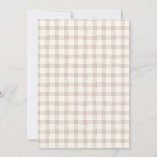 Thanksgiving Gingham Tan Neutral Aesthetic Kaart (Achterkant)
