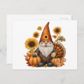 Thanksgiving Gnome Feestdagenkaart (Voorkant / Achterkant)