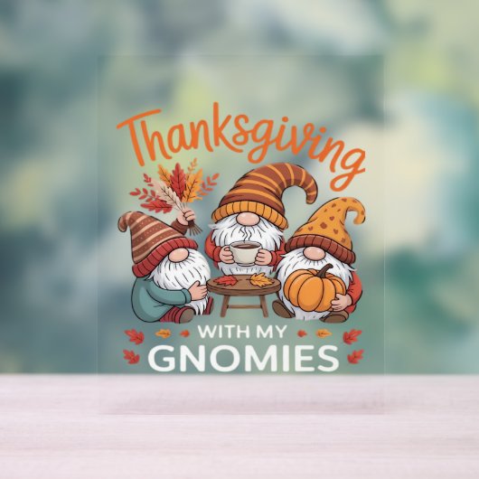 Thanksgiving Gnome Herfst Leopard Turkije Essentia Acryl Bord (Neutraal)