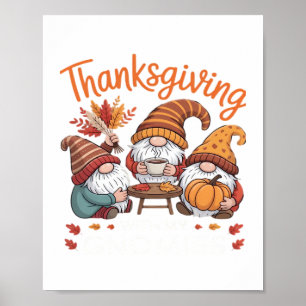 Thanksgiving Gnome Herfst Leopard Turkije Essentia Poster