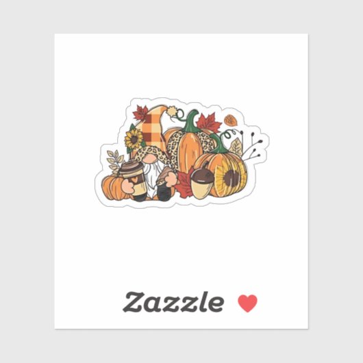 Thanksgiving Gnomes Fall Leaves Gnomes Funny Herfs Sticker (Vel)