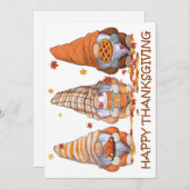 Thanksgiving Gnomes Vakantie Kaart (Voorkant / Achterkant)