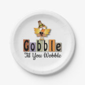 Thanksgiving Gobble Til You Wobble Turkey Papieren Bordje (Voorkant)