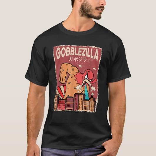 Thanksgiving Gobblezilla Turkije T-shirt (Voorkant)