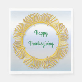 Thanksgiving Gold Lace Geometric Cirkel op Zilver Servet