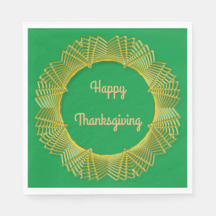 Thanksgiving Gold Lace Geometrische cirkel op groe Servet