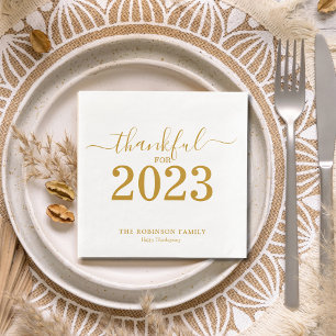 Thanksgiving Gold Script gepersonaliseerd Servet