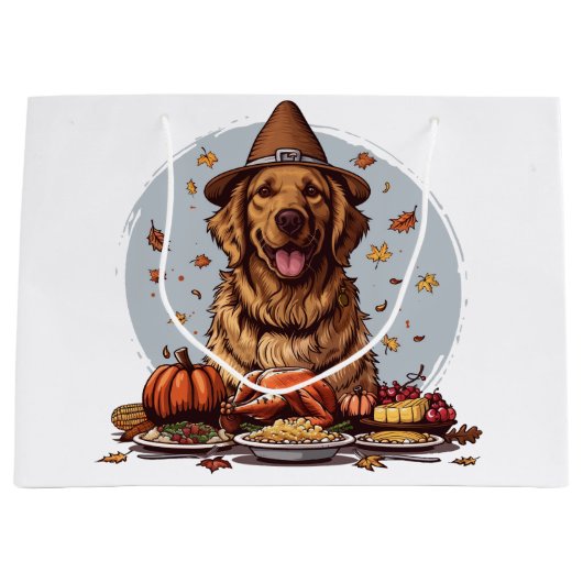 Thanksgiving Golden Retriever Groot Cadeauzakje (Voorkant)