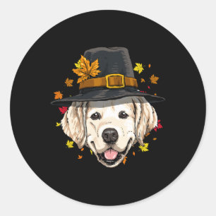 Thanksgiving Golden Retriever Pelgrim Turkije Dag Ronde Sticker