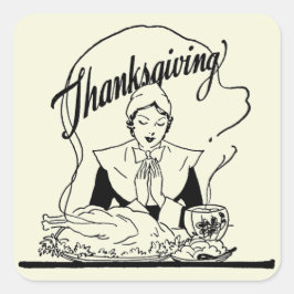  Thanksgiving Grace Beige Vierkante Sticker