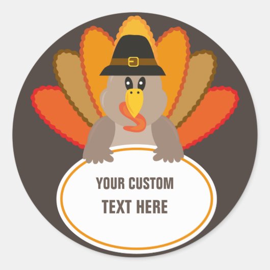 Thanksgiving Grappig Turkije aangepaste tekst sjab Ronde Sticker (Voorkant)