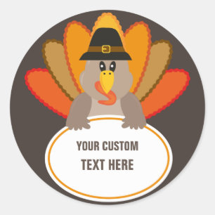 Thanksgiving Grappig Turkije aangepaste tekst sjab Ronde Sticker