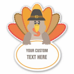 Thanksgiving Grappig Turkije aangepaste tekst sjab Sticker