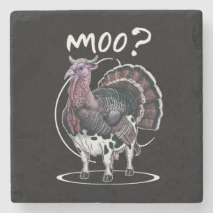 Thanksgiving Grappig Turkije Koe Moo Herfst Stenen Onderzetter