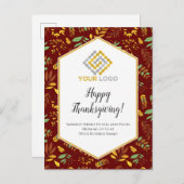 Thanksgiving Greenery Logo Business Postcard Briefkaart (Voorkant / Achterkant)