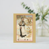  Thanksgiving Greetings Pilgrim Woman Briefkaart (Staand voorkant)