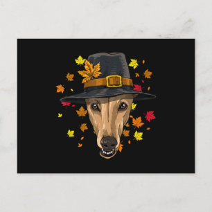 Thanksgiving Greyhound Pelgrim Kostuum Mannen Vrou Feestdagenkaart