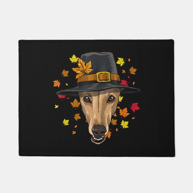 Thanksgiving Greyhound Pilgrim Costume Mannen Vrou Deurmat (Voorkant)