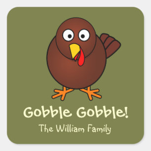 Thanksgiving groen bruin, leuk schatje vierkante sticker
