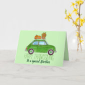  Thanksgiving groene Retro Fiat 500 Kaart (Gele Bloem)