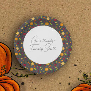 Thanksgiving groenten patroon grijs op maat papieren bordje