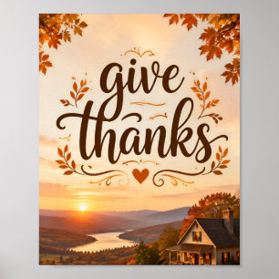 Thanksgiving-groet met een achtergrond van een hui poster