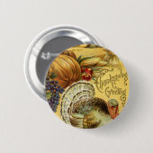  Thanksgiving Groet met Turkije Ronde Button 5,7 Cm (Voorkant /achterkant)