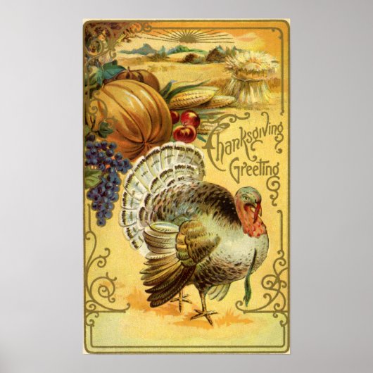  Thanksgiving Groeten met Turkije Poster (Voorkant)