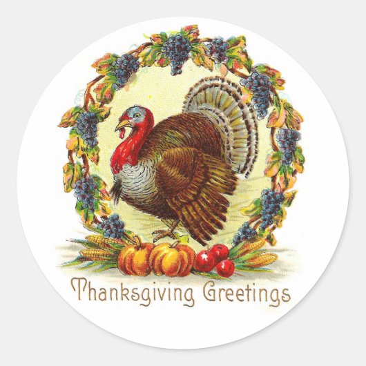 Thanksgiving Groeten Turkije Ronde Sticker (Voorkant)