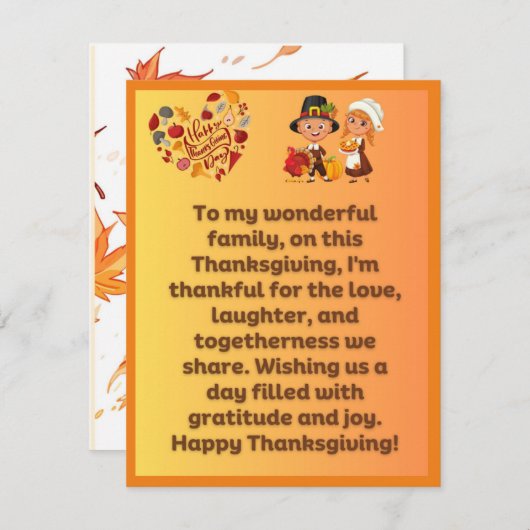 Thanksgiving Groeten voor Uw Geliefde Familie Feestdagenkaart (Voorkant / Achterkant)