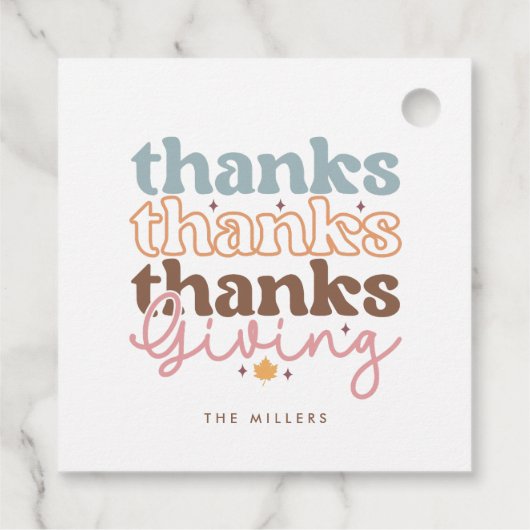 Thanksgiving groovy typografie ontwerp bedankjes labels (Achterkant)