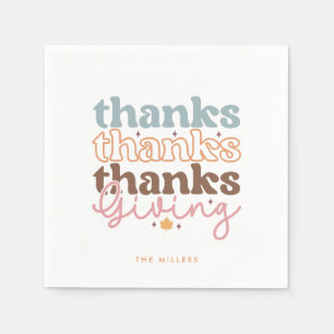 Thanksgiving groovy typografie ontwerp servet