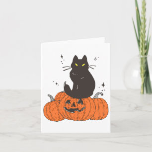 Thanksgiving Halloween Herfst Spooky Cat met Pumpk Kaart