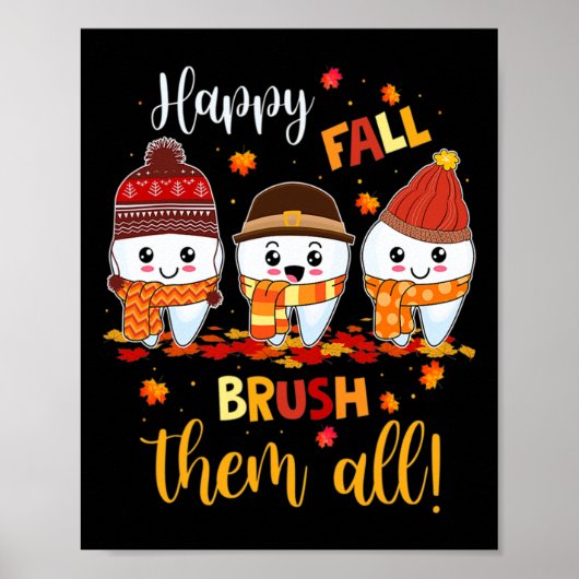 Thanksgiving Happy Herfst penseel Alle gebitsgebor Poster (Voorkant)