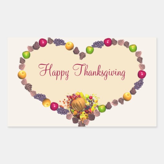 Thanksgiving Hart en Cornucopia Rechthoekige Sticker (Voorkant)