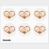 Thanksgiving Hart en Cornucopia Ronde Sticker (Vel)