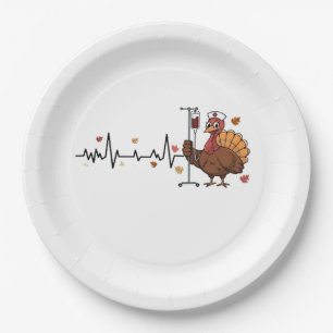 Thanksgiving hartslag Turkije Nurse Pulse Herfst R Papieren Bordje