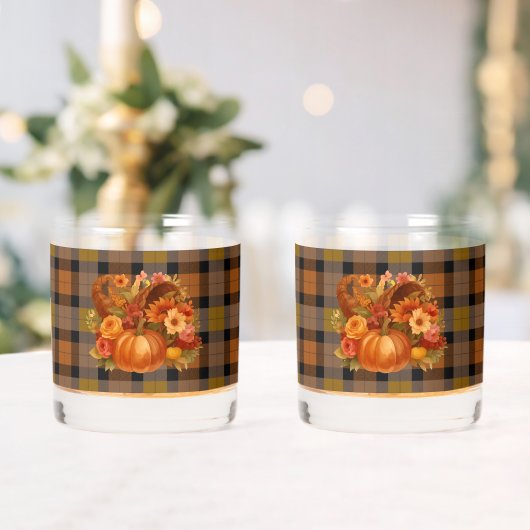 Thanksgiving Harvest Plaid Whisky Glas (Insitu (Huwelijk))