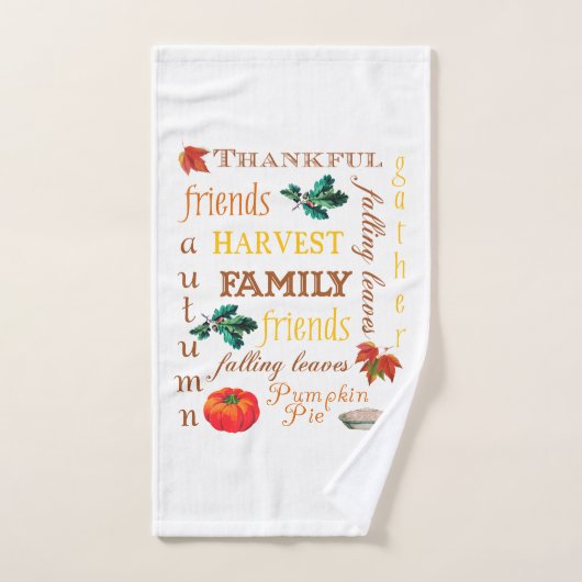 Thanksgiving Harvest Text Hand Towel Handdoek (Handdoek)