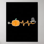 Thanksgiving Heartbeat Pumpkin Stethoscoop Herfst Poster (Voorkant)