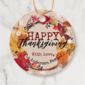 Thanksgiving herfst adem met gesorteerd afvalwater bedankjes labels (Voorkant)