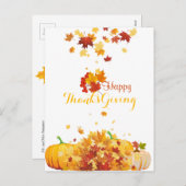 Thanksgiving herfst bladeren en pompoenen feestdagenkaart (Voorkant / Achterkant)