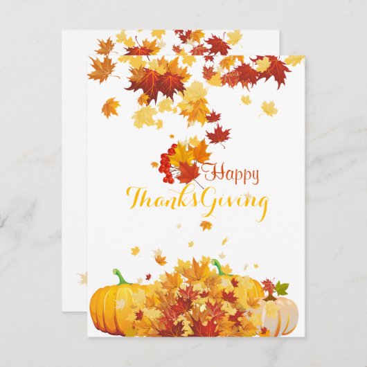 Thanksgiving herfst bladeren en pompoenen feestdagenkaart (Voorkant / Achterkant)