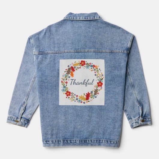 Thanksgiving Herfst dankbare krans rode vakantie Denim Jacket (Achterkant)