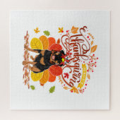 Thanksgiving Herfst Funny Rottweiler Dog Owne Legpuzzel (Horizontaal)