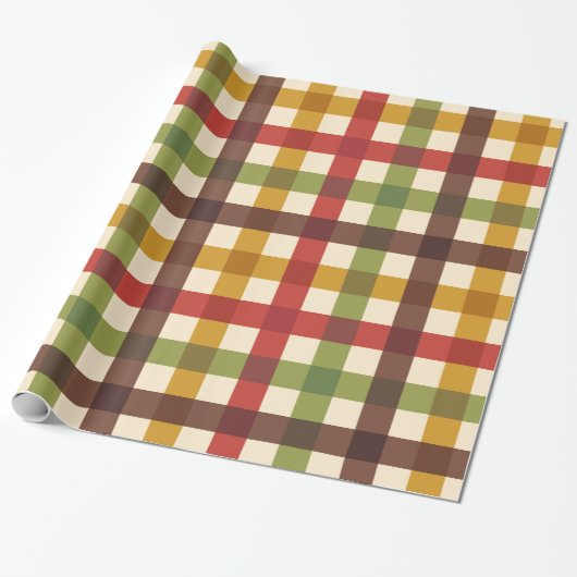 Thanksgiving Herfst Gingham Plaid Tartan Cadeaupapier (Uitgerold)