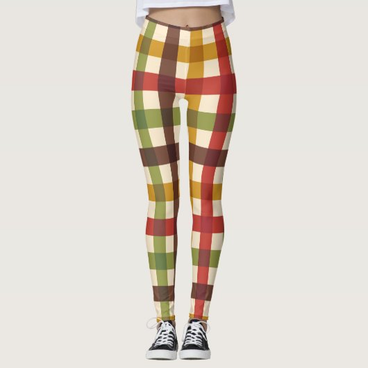 Thanksgiving Herfst Gingham Pset Tartan Leggings (Voorkant)