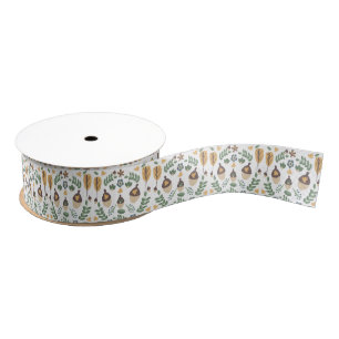 Thanksgiving Herfst Greenery Acorns Leaf Pattern Grosgrain Lint