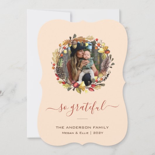 Thanksgiving herfst grote fotografie feestdagenkaart (Voorkant)