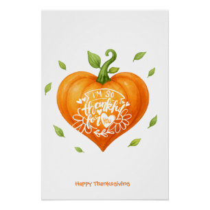 Thanksgiving Herfst Hart Pompoenen Perfect Poster